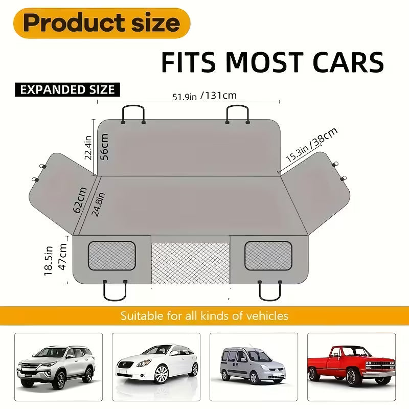 Trusty Paws™ Hard-Base Dog Car Seat Protector — Waterproof & Non-Slip
