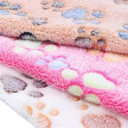Trusty Paws Fluffy Paw-Print Pet Blanket - Coral Fleece, 3 Sizes