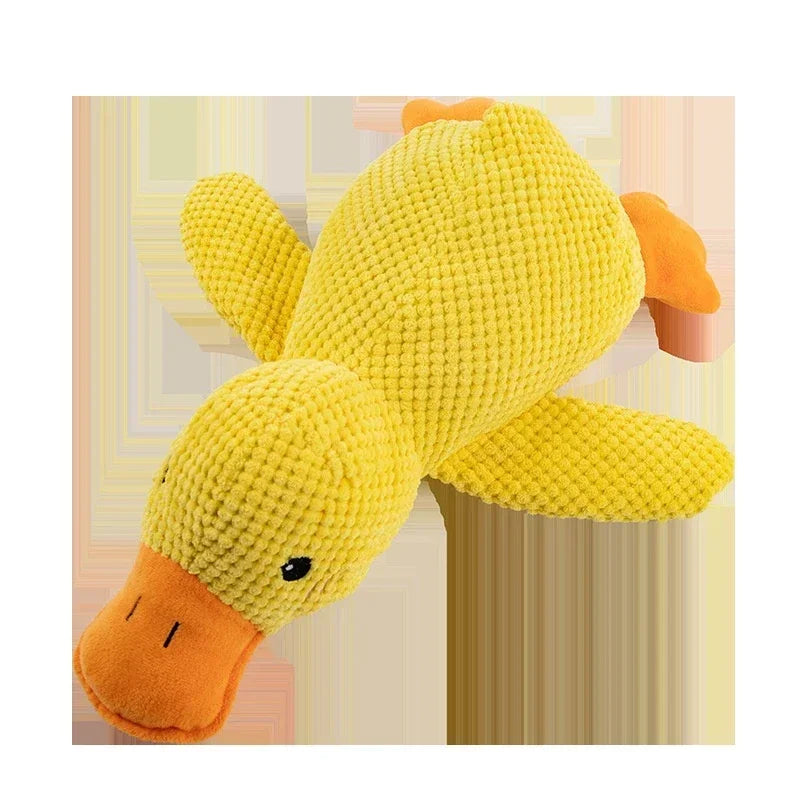 Trusty Paws Plush Sleeping Duck Dog Toy - Squeaker, Bite Resistant