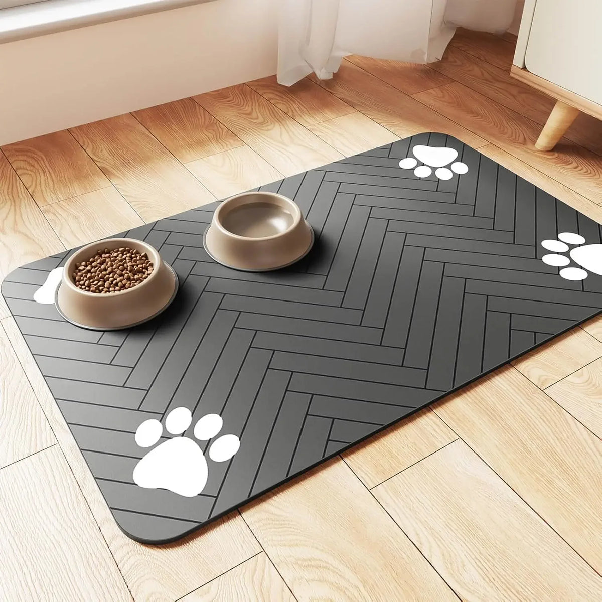 Trusty Paws Absorbent Pet Feeding Mat - Waterproof Backing, Quick Dry