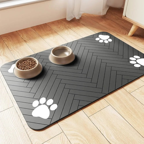Trusty Paws Absorbent Pet Feeding Mat - Waterproof Backing, Quick Dry