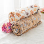 Trusty Paws Fluffy Paw-Print Pet Blanket - Coral Fleece, 3 Sizes