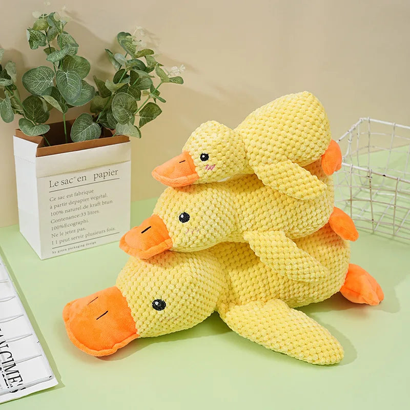 Trusty Paws Plush Sleeping Duck Dog Toy - Squeaker, Bite Resistant