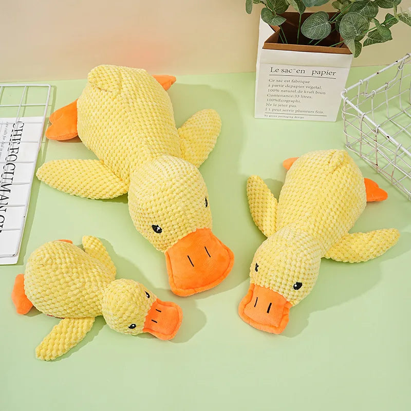 Trusty Paws Plush Sleeping Duck Dog Toy - Squeaker, Bite Resistant